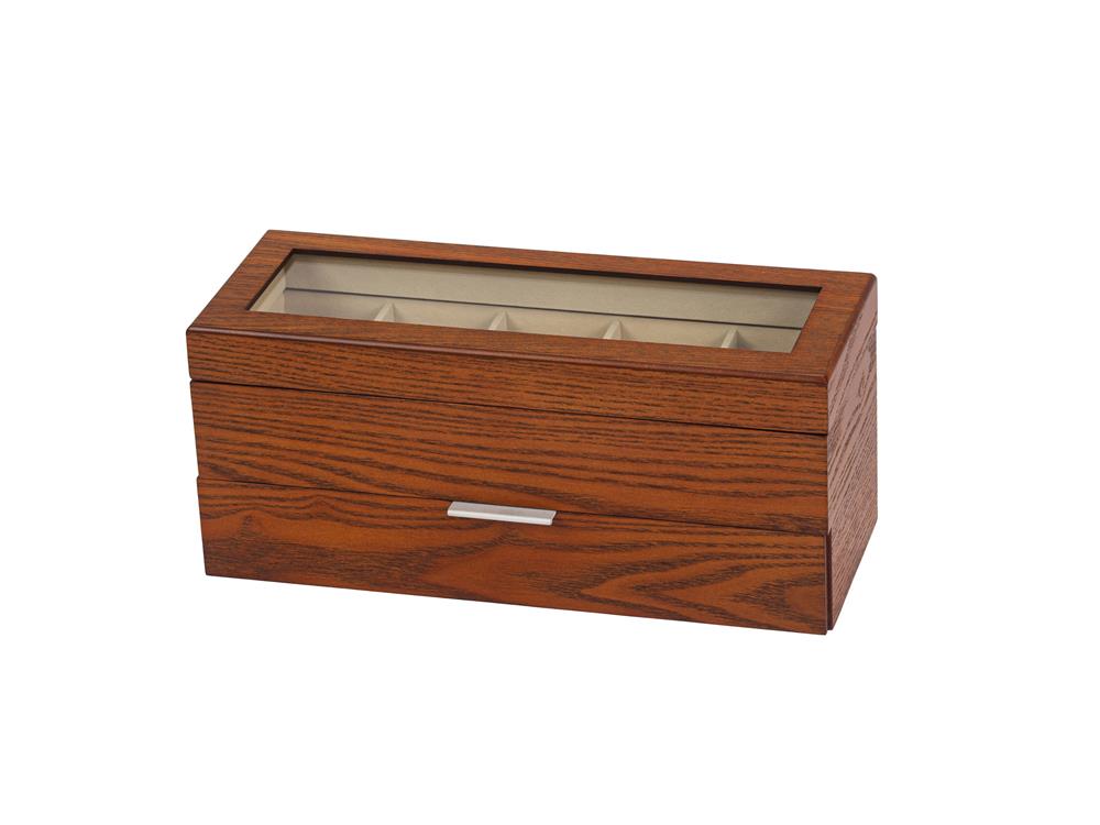 New - Dark Beech Wooden 5 watch box