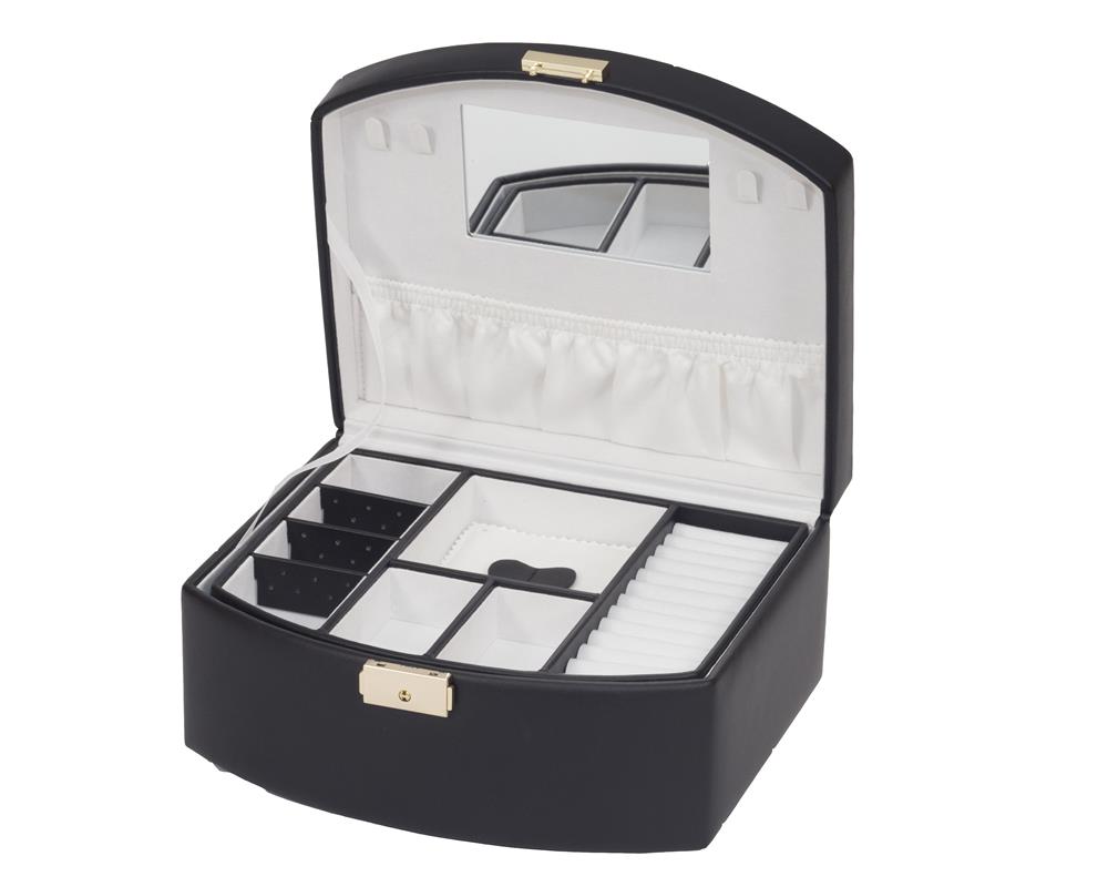 NEW - Oria Black Bonded leather Jewel Case