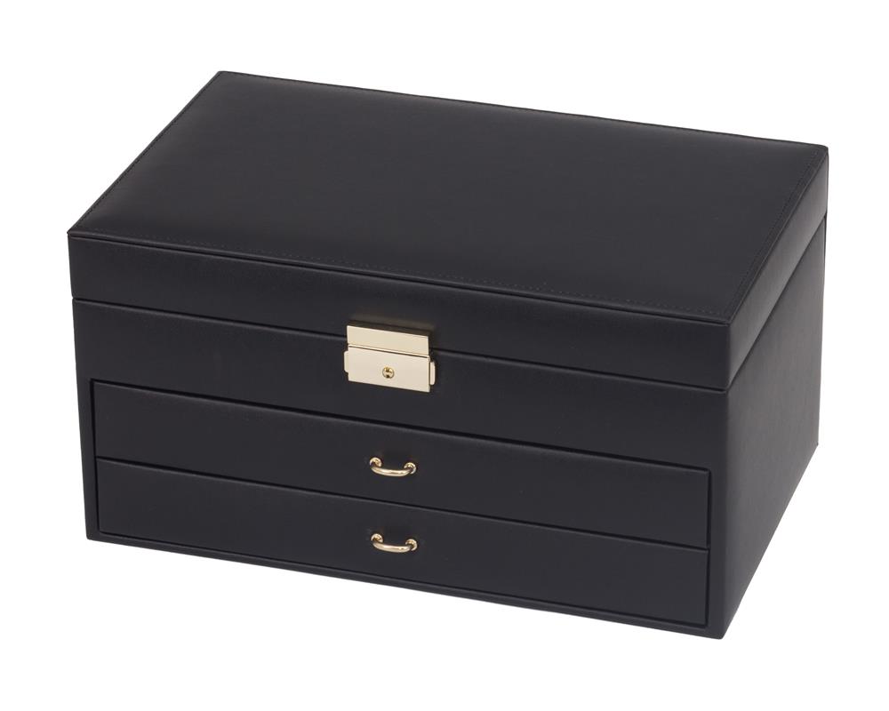 Suzanna Black Bonded leather Jewel Box