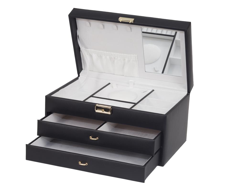 Suzanna Black Bonded leather Jewel Box