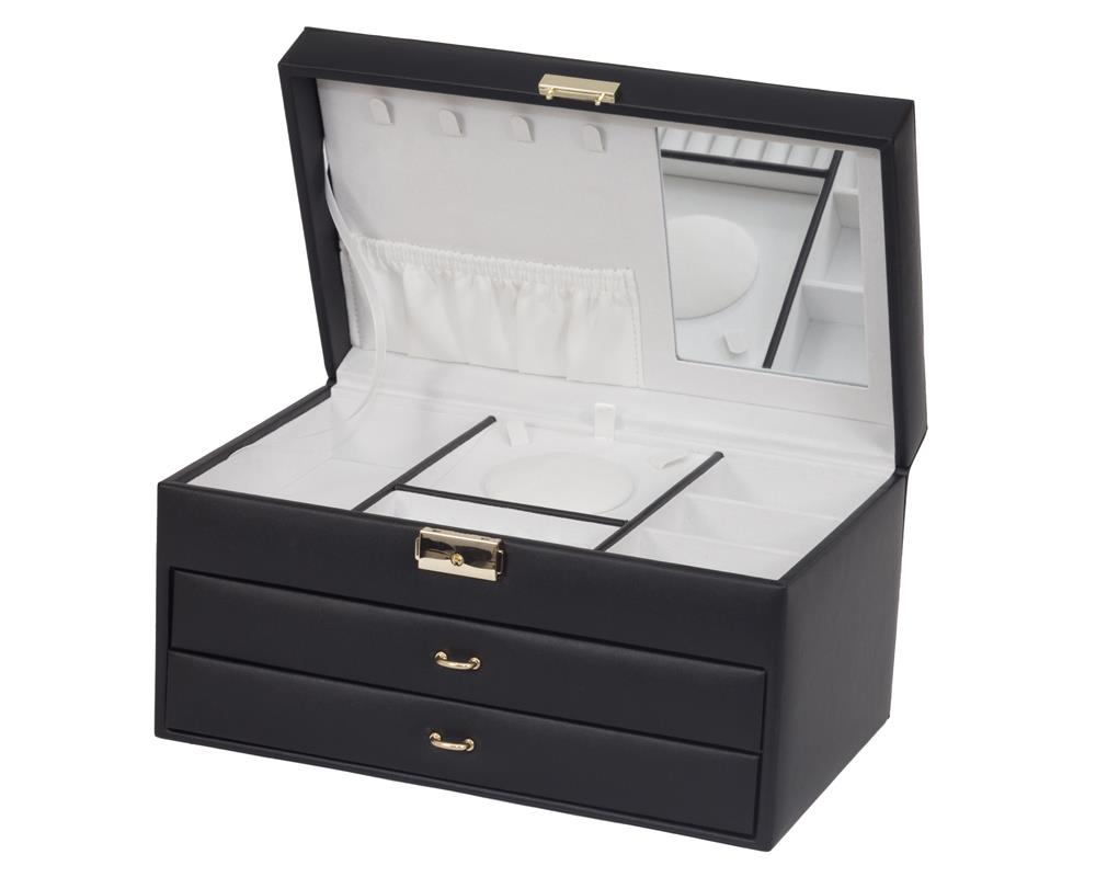 NEW - Suzanna Black Bonded leather Jewel Box