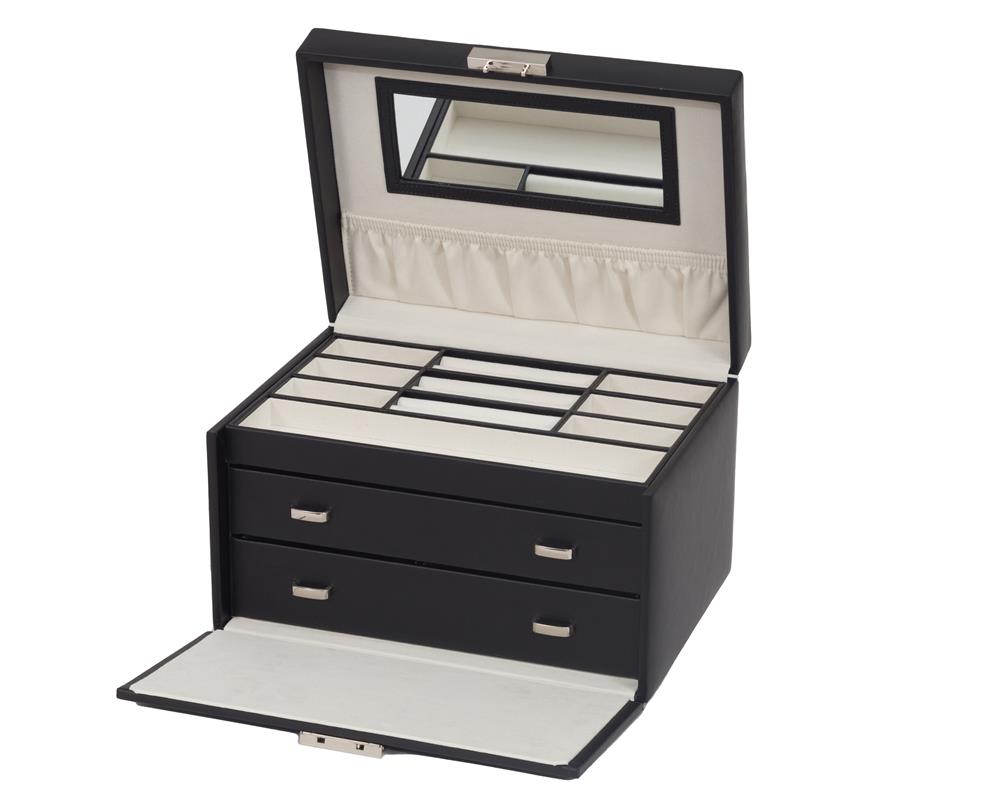 Sharon Black Bonded leather Jewel Box