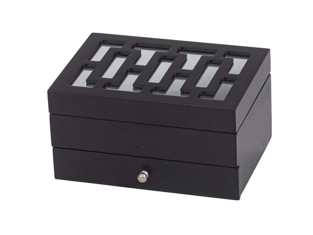 Black Mirror Lid Wooden Jewel Case