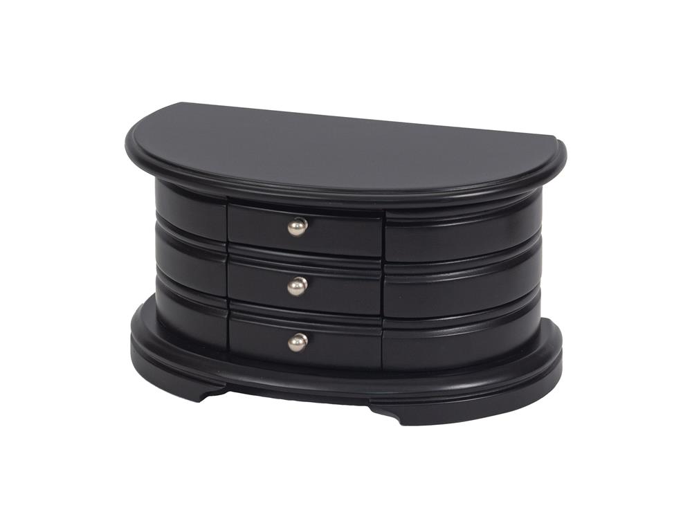 New - Black Wooden Curved Jewel Case