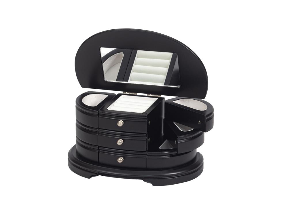 New - Black Wooden Curved Jewel Case