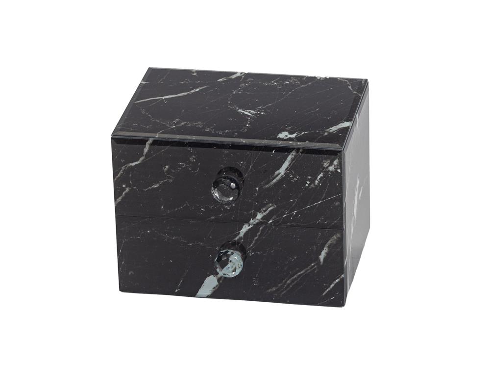 Marquina Black Marble Finish Glass Jewel case