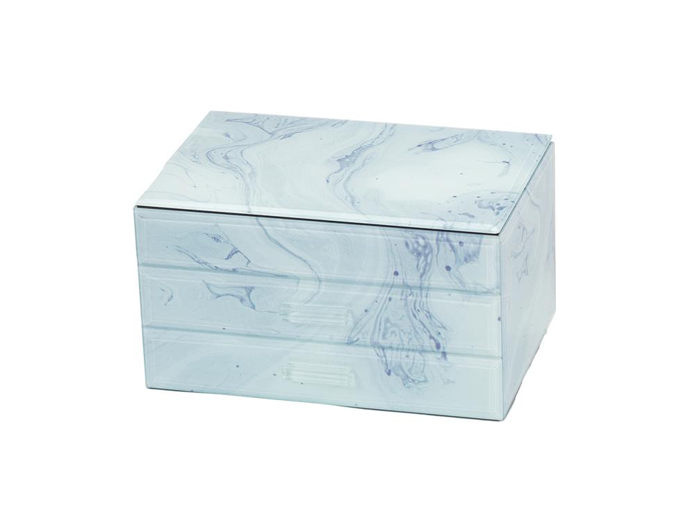Carrara White Marble Finish Glass Jewel case