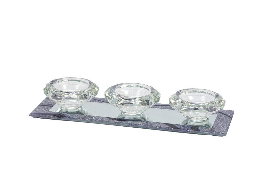 Purple Glitter White Tea light Holder