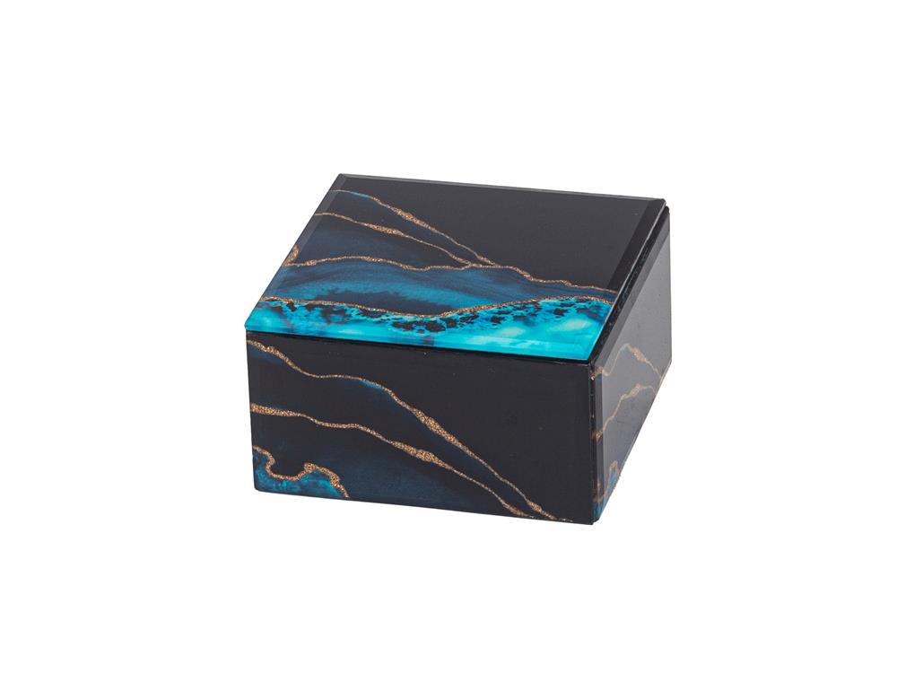 New - Electric Blue & Gold Finish Trinket Box
