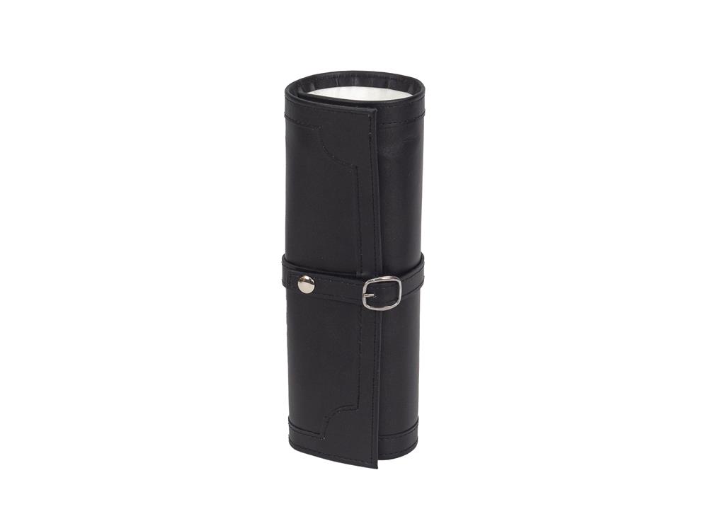 Black Bonded Leather Jewel Roll