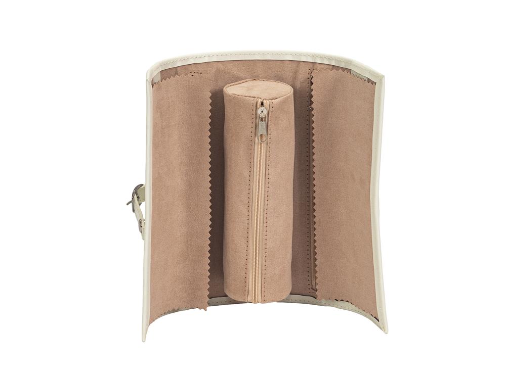 Ivory Bonded Leather Jewel Roll