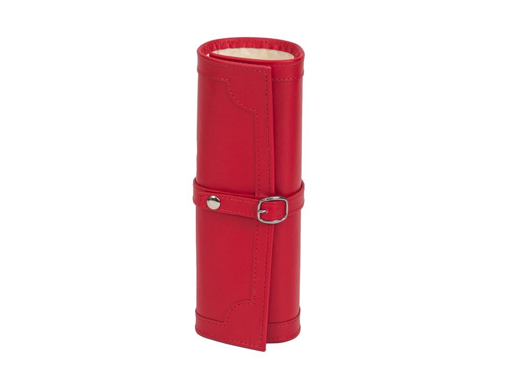 Red Bonded Leather Jewel Roll
