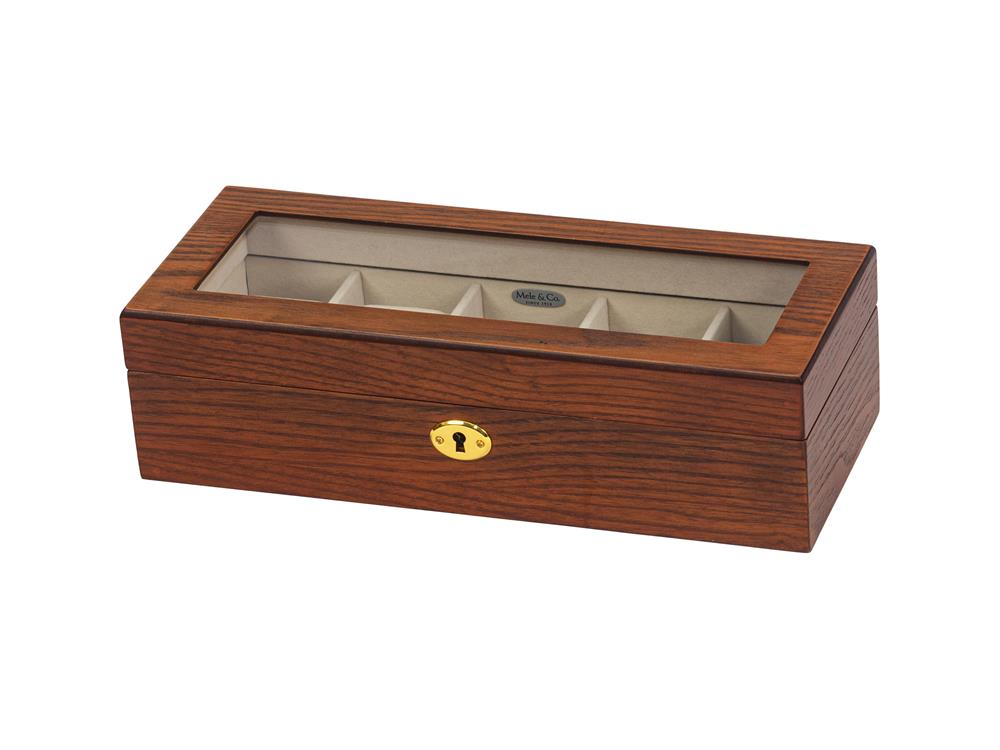 Dark Beech Lockable wooden 5 watch box