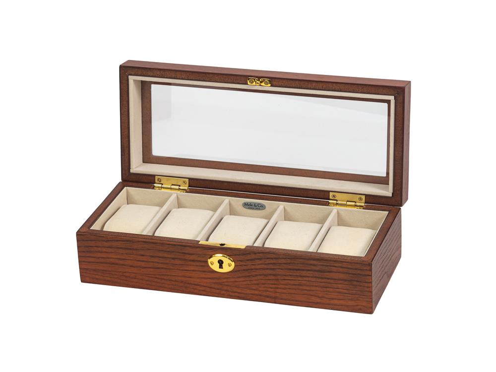 Dark Beech Lockable wooden 5 watch box