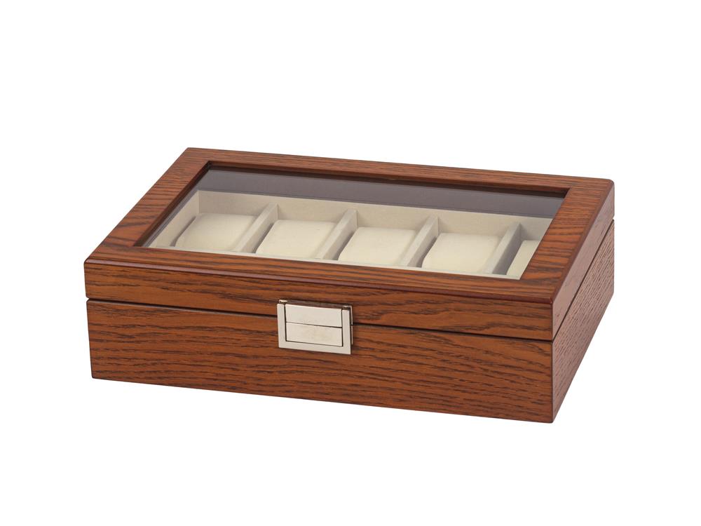 New - Dark Beech 10 Watch Box