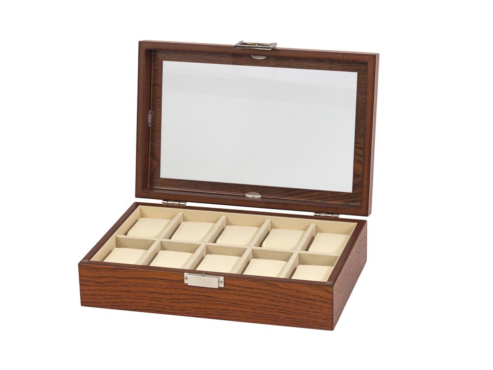 New - Dark Beech 10 Watch Box