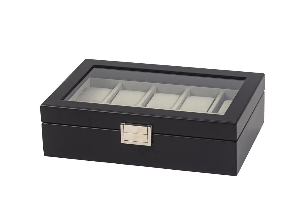 New - Black Wodden 10 Watch Box