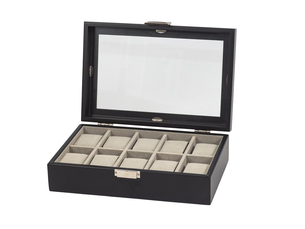 New - Black Wodden 10 Watch Box