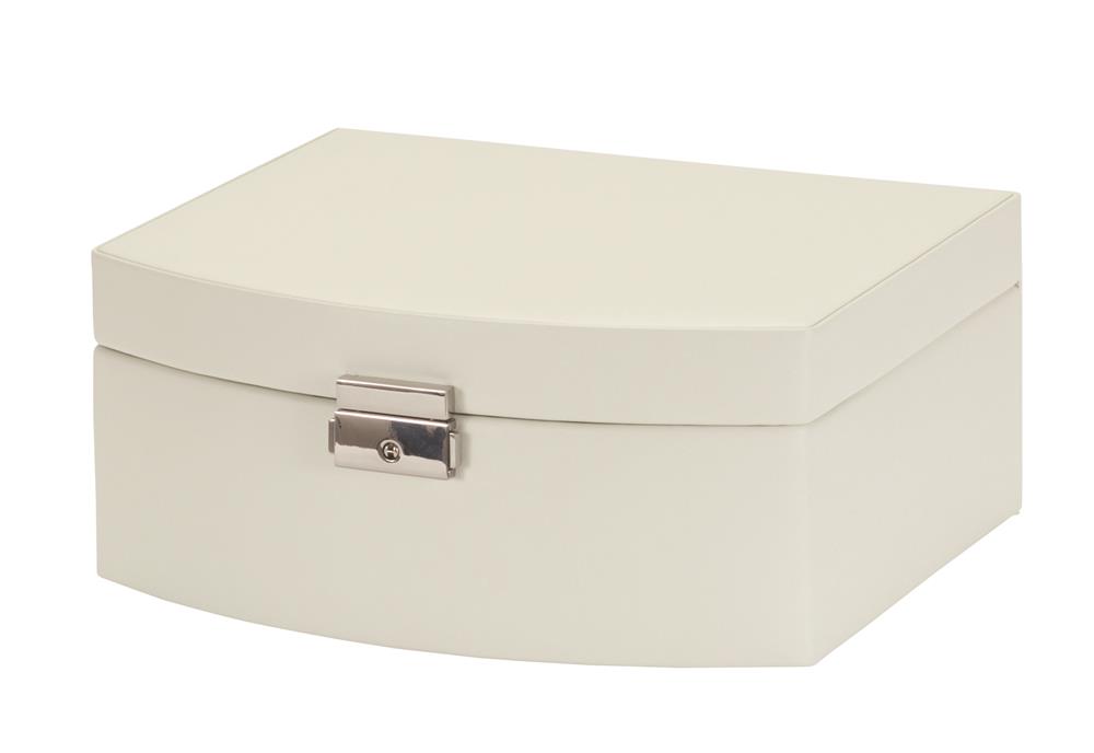 Curved front faux Leather Ivory jewel case