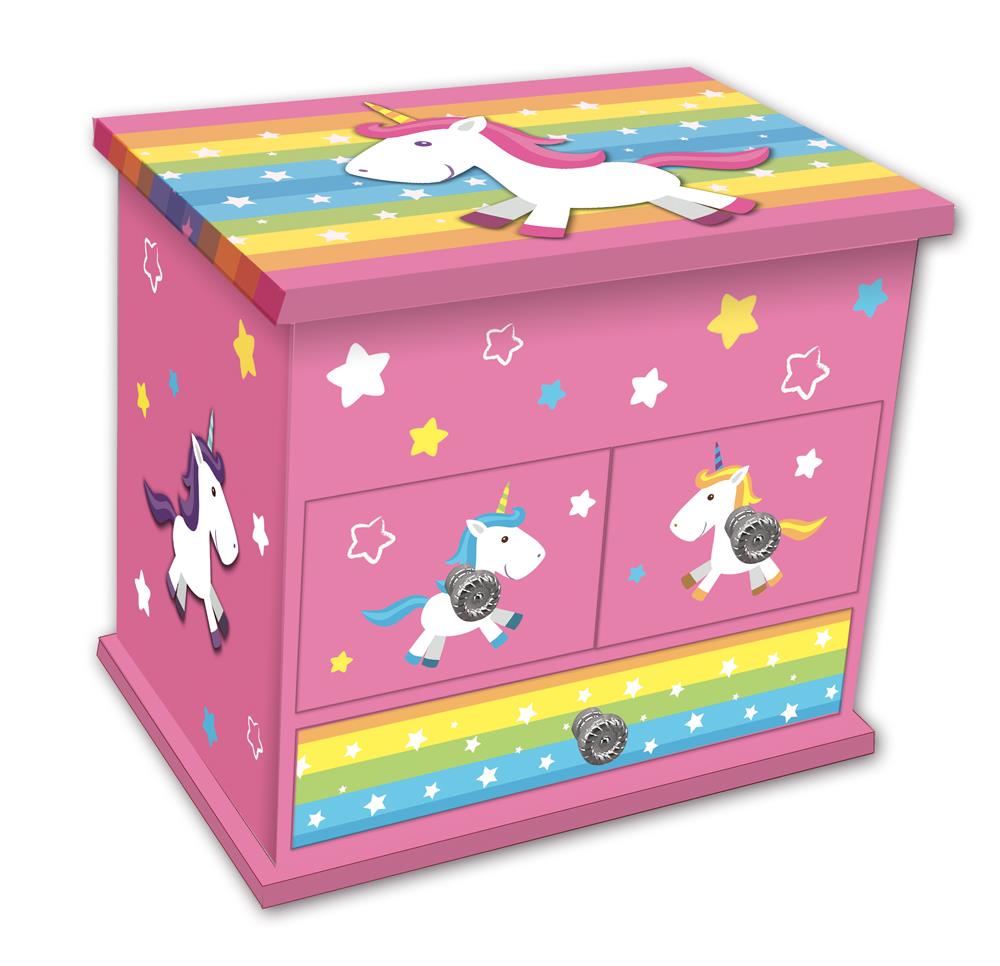 Unicorn jewel case with 3 drawers