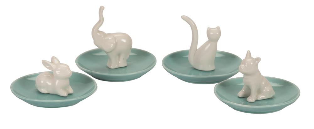 Set of 4 Animal ceramic jewellery trays