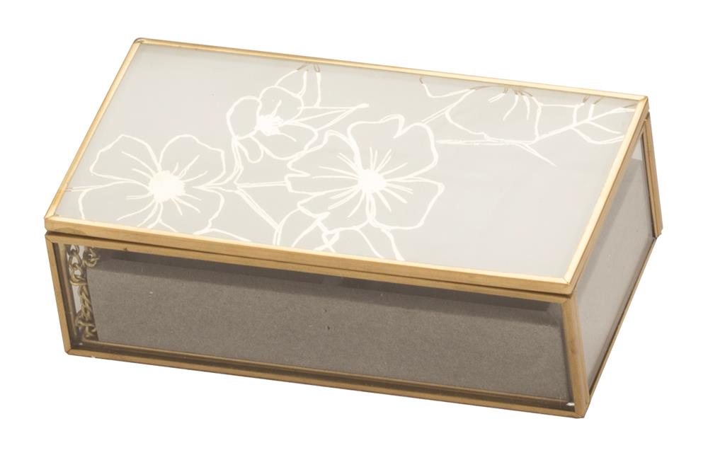 Becca White Floral glass small jewel case