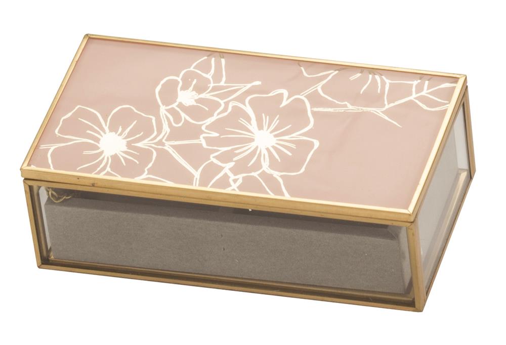 Liana Pink Floral glass jewel case