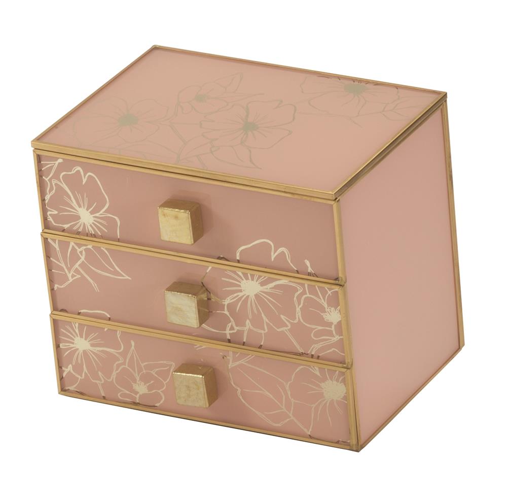 Kerry Pink Floral design glass jewel case