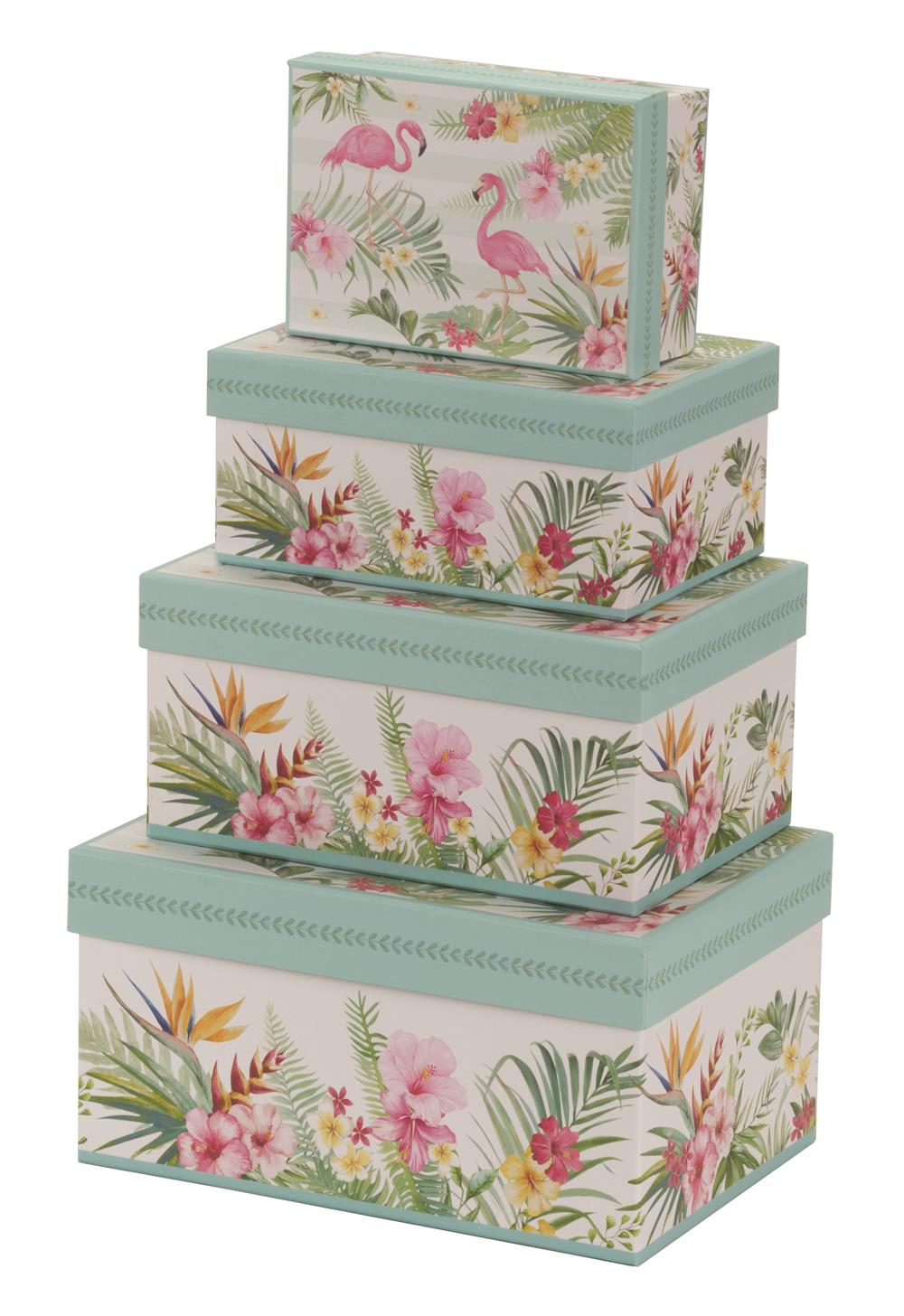 Pretty flamingo cardboard storage boxes 2 Pack