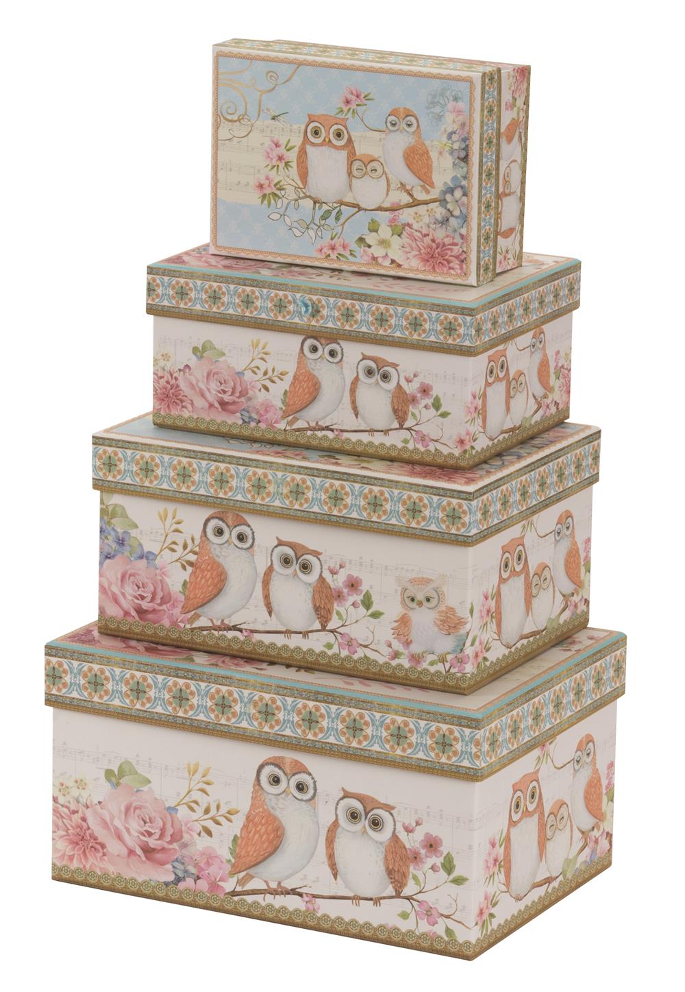 Owl design cardboard storage boxes