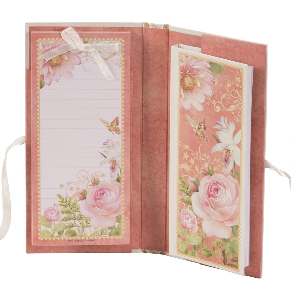 Vintage Rose design notepad and notebook set