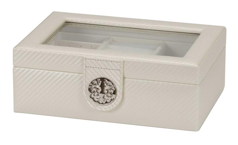 Talia ivory carbon fibre effect pu jewel case