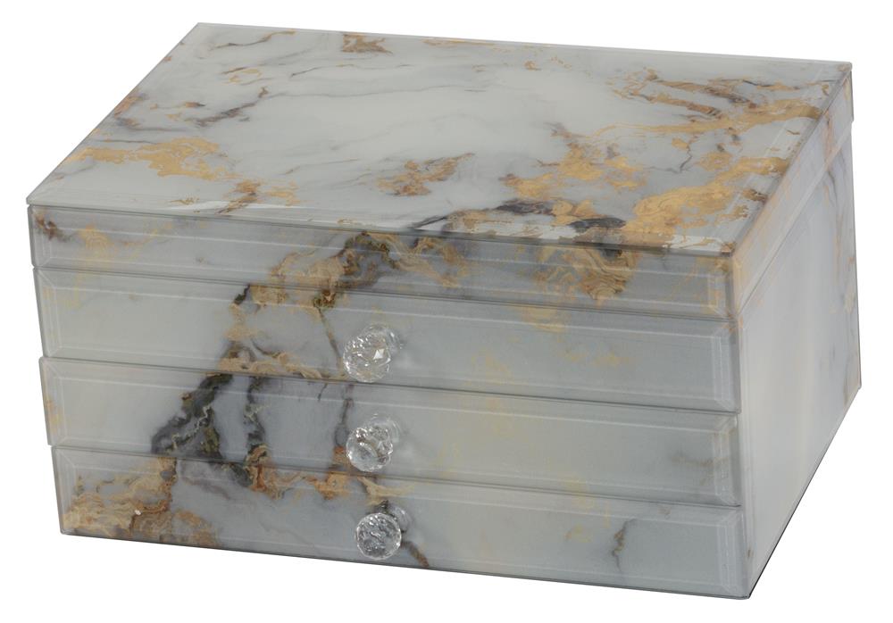 New - Golden Vein Marble Mirrored Jewel Case